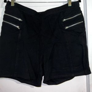 Zip Detail Black Shorts